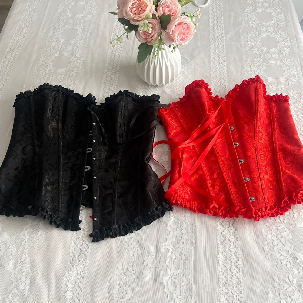 HOT RED & BLACK Bundle of 2 CORSETS SIZE SMALL